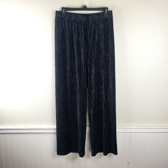 Women's House of Harlow1960 X REVOVLE Black Sparkly Pinstripe Velvet Pants Sz SM - Picture 1 of 8